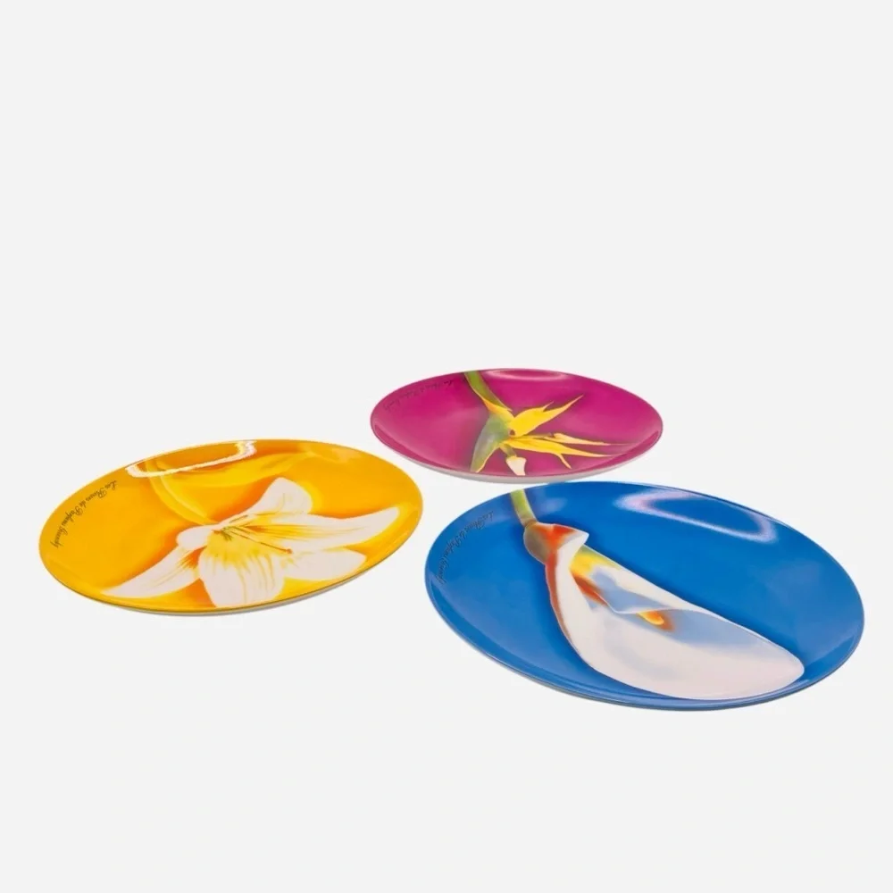 Vintage Set 3 GIVENCHY Parfums 2003 Paris Porcelain Dessert Plates Flowers 8” - Picture 2 of 12